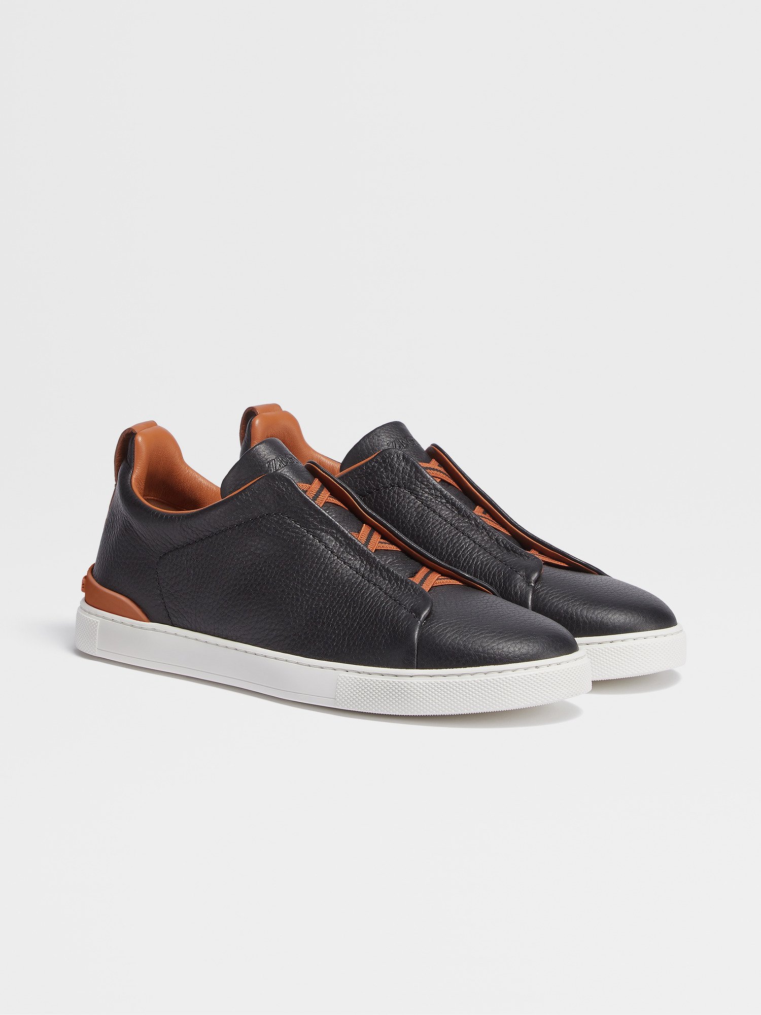 Black Deerskin Triple Stitch Sneakers ZEGNA Qatar