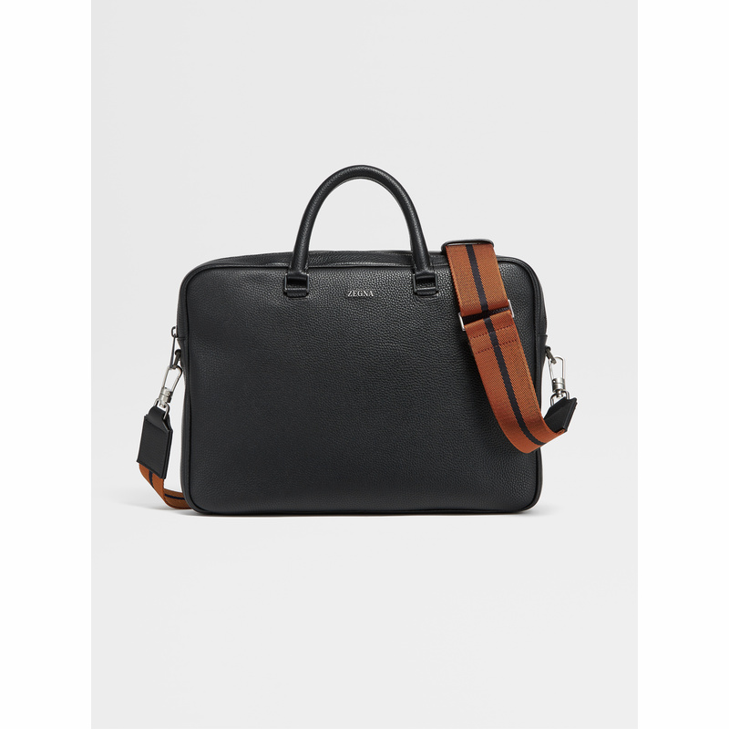 Black Leather Edgy Business Bag