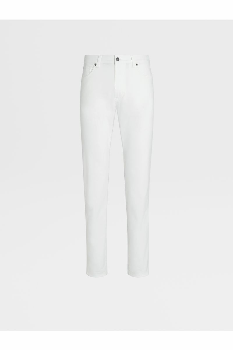 White Stretch Cotton Roccia Pants