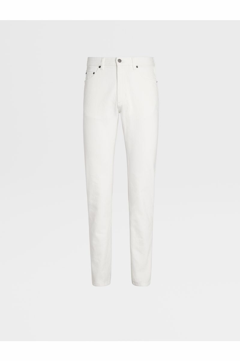 White Rinse-washed Stretch Cotton Roccia Jeans