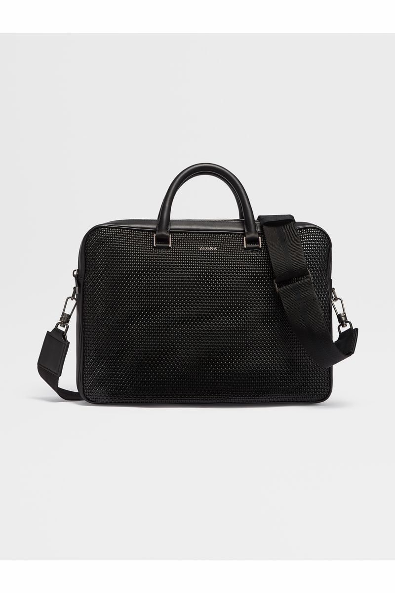 Black PELLETESSUTA™ Leather Edgy Business Bag