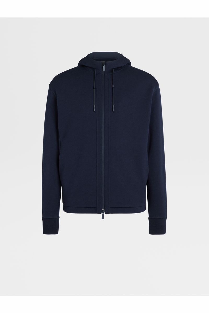 Navy Blue High Performance™ Wool and Cotton Hoodie