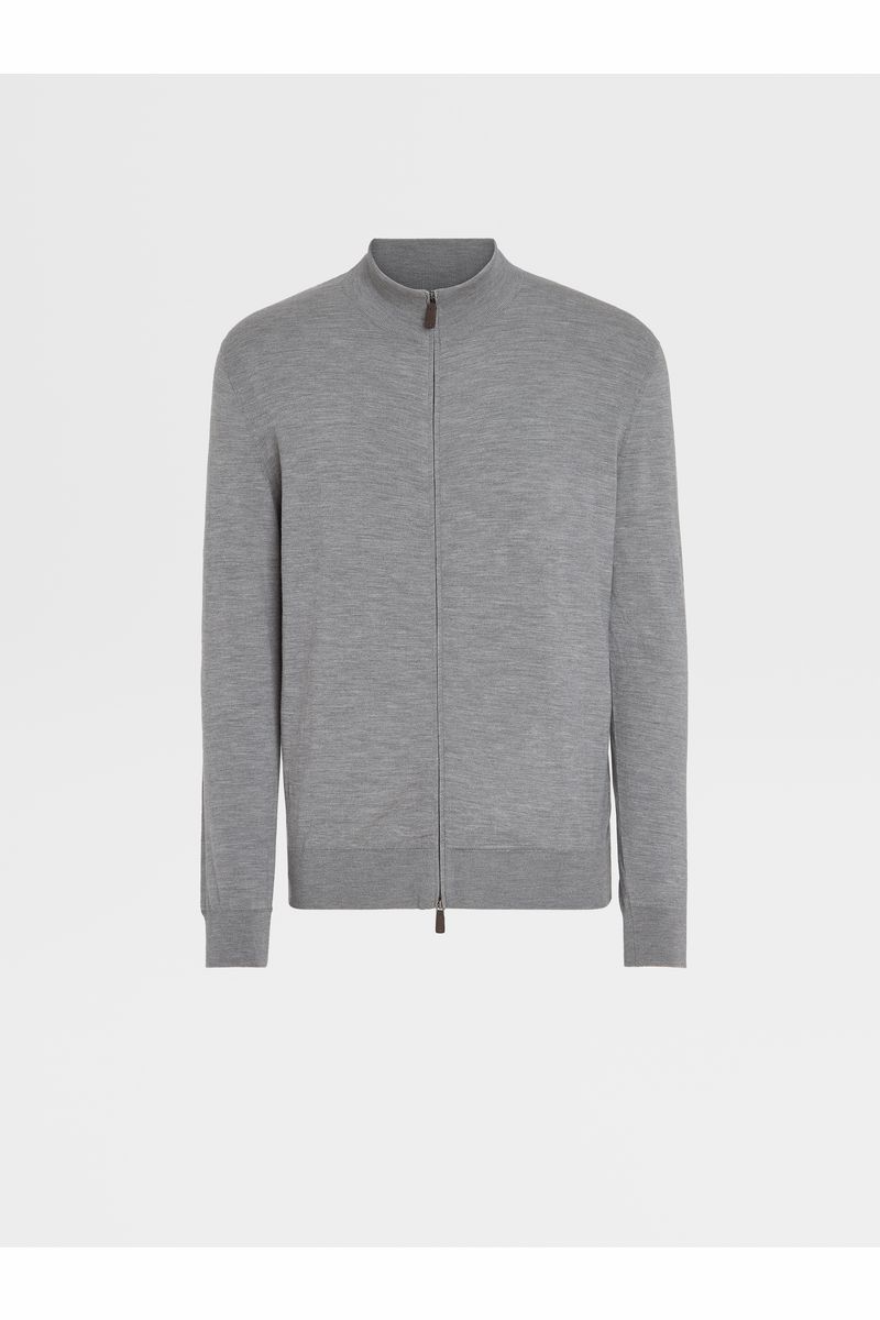 Dark Grey 12milmil12 Wool Full Zip Sweater