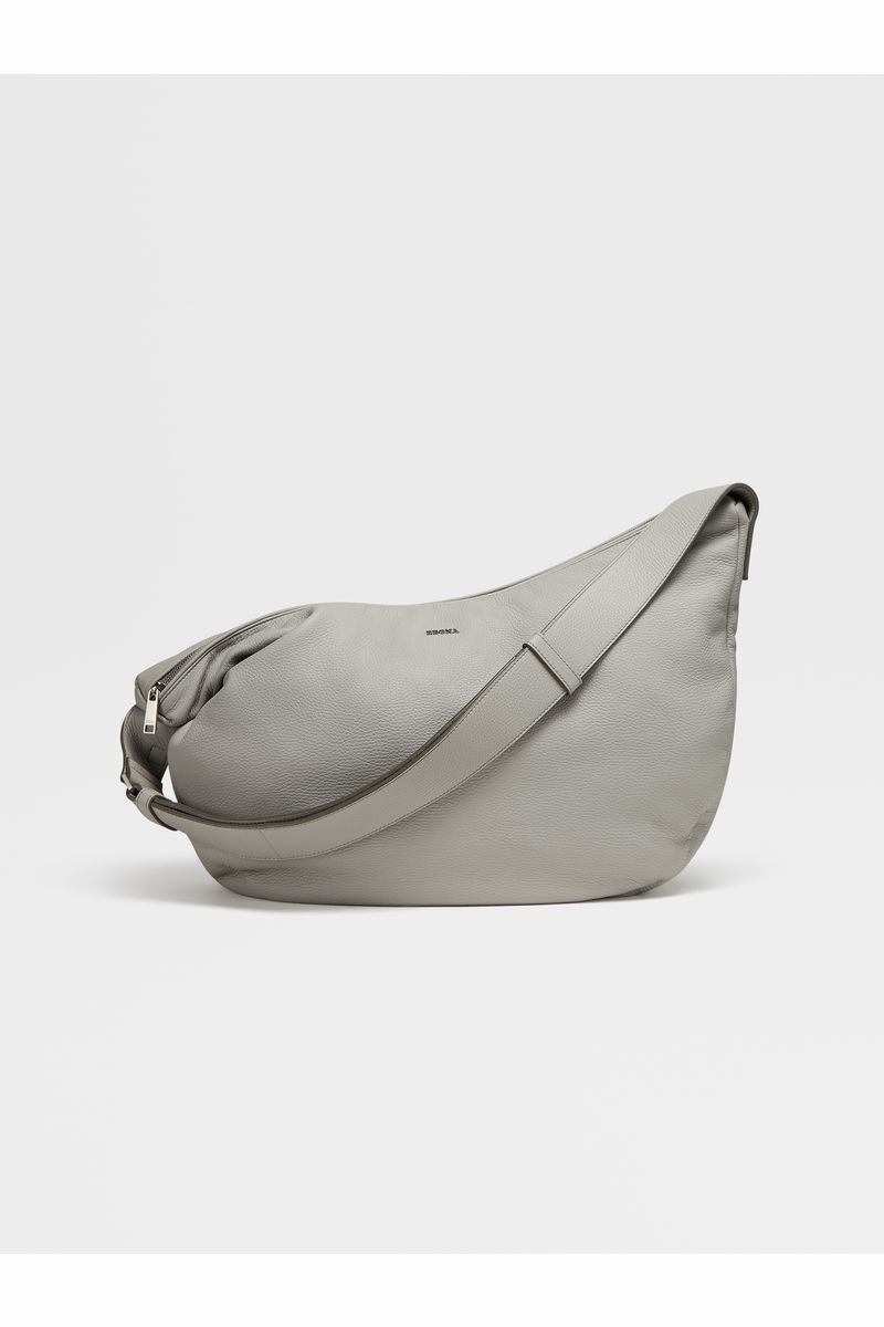Grey Mélange Deerskin Panorama Hobo Bag