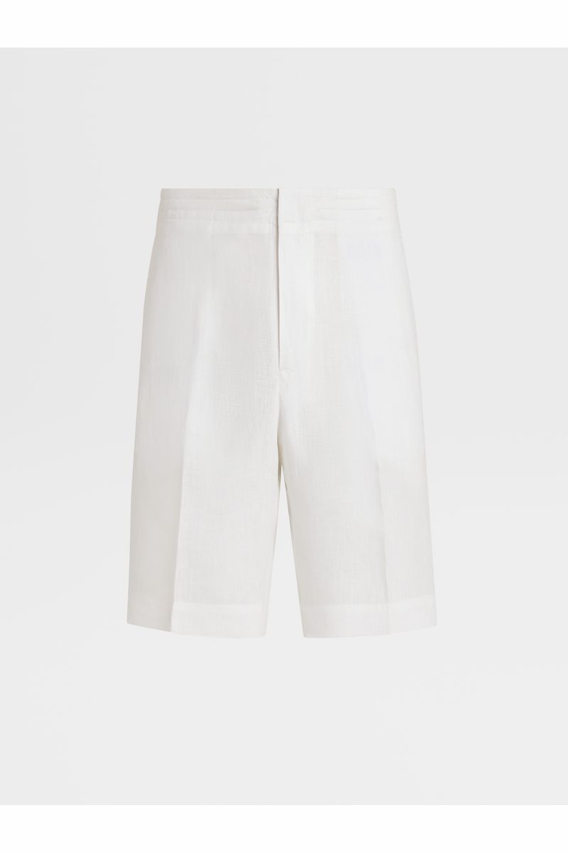 White Pure Linen Shorts