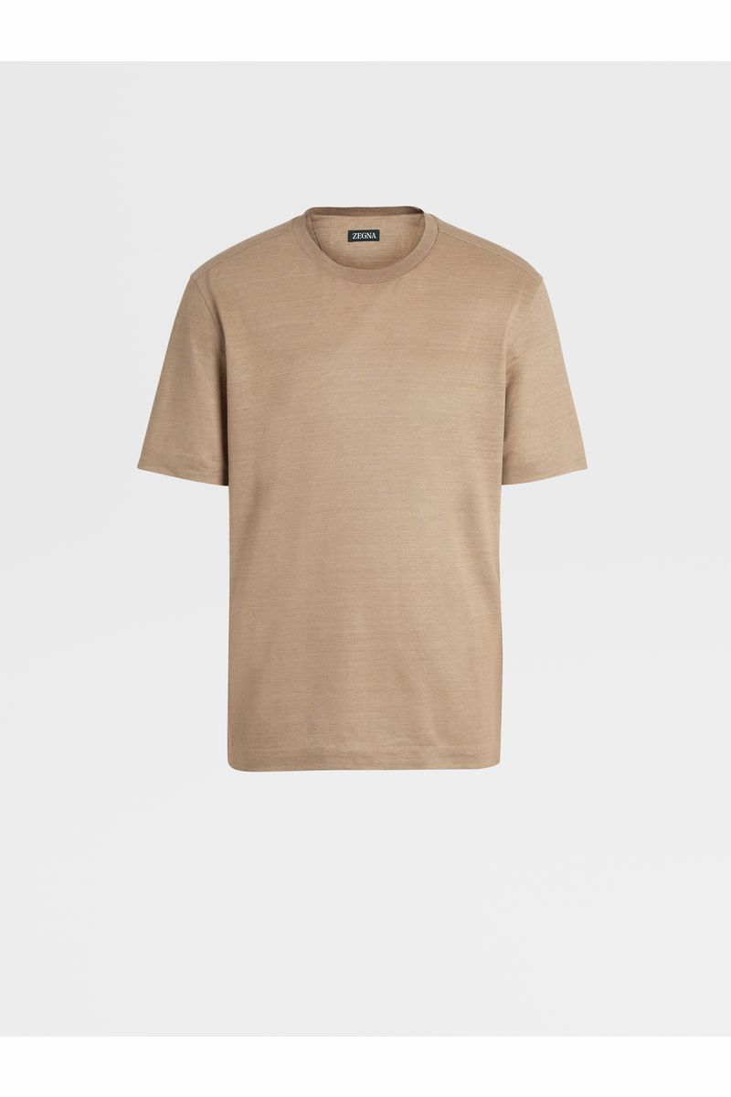 Camel Pure Linen Short-sleeve T-shirt