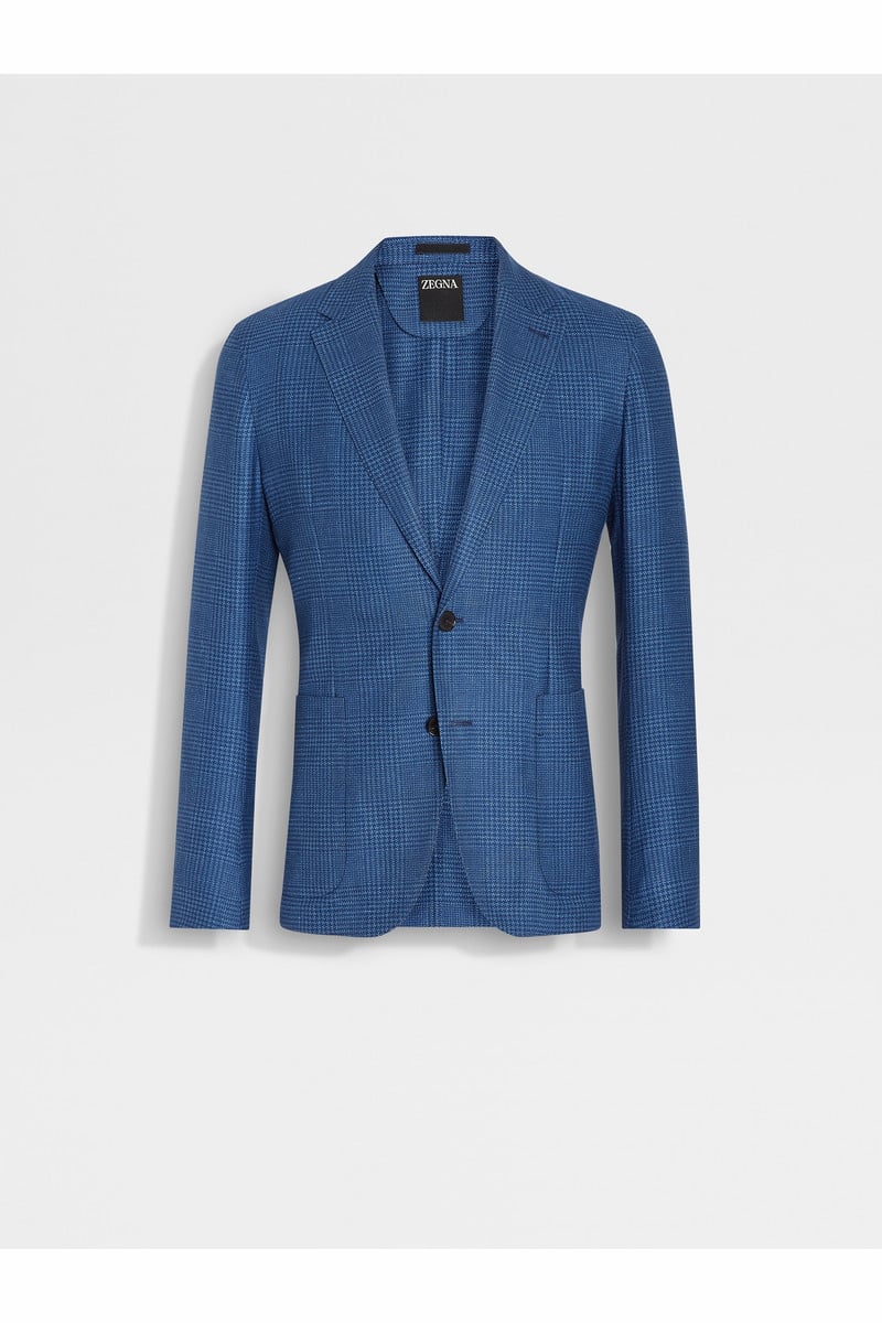 Utility Blue Cashmere Silk and Linen Shirt Jacket