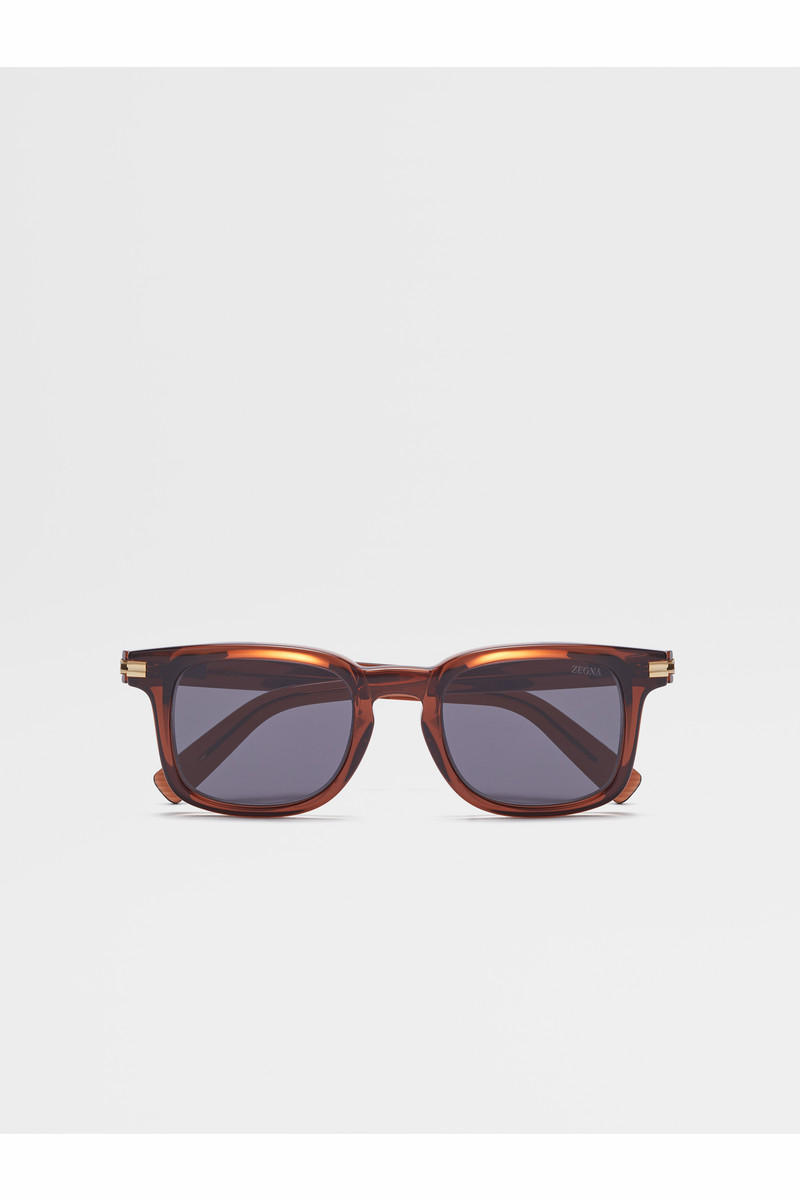 Transparent Brown Acetate Sunglasses